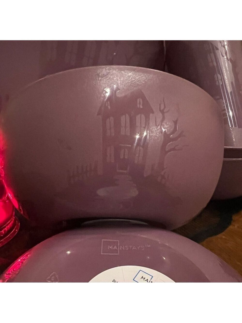 Mainstays Haunted House Dinnerware Set Purple Plum 3 Piece 3-Piece - Picture 4 of 16